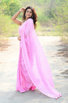 Designer Pure Cotton Sarees with All over Linear Stripes ~ Light Pink - verymuchindian.com