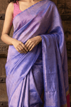 Dupion Tissue Silk Saree with Contrast Zari Pallu in Lavender Glow - verymuchindian.com