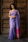 Dupion Tissue Silk Saree with Contrast Zari Pallu in Lavender Glow - verymuchindian.com