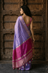 Dupion Tissue Silk Saree with Contrast Zari Pallu in Lavender Glow - verymuchindian.com