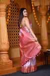 Durva Premium ~ Gadwal Pure Silk Handloom Saree in Blush Lilac and Rouge Pink - verymuchindian.com