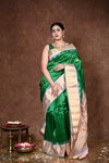Durva Premium ~ Gadwal Pure Silk Handloom Saree in Royal Green and Gold - verymuchindian.com