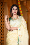 Durva Premium ~ Gadwal Pure Silk Handloom Saree in Shwet White - verymuchindian.com