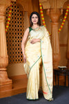 Durva Premium ~ Gadwal Pure Silk Handloom Saree in Shwet White - verymuchindian.com