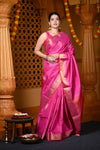 Durva Premium ~ Handloom Pure Mulberry Silk Saree in Rani Pink (Limited Edition) - verymuchindian.com