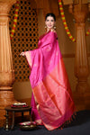 Durva Premium ~ Handloom Pure Mulberry Silk Saree in Rani Pink (Limited Edition) - verymuchindian.com