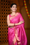 Durva Premium ~ Handloom Pure Mulberry Silk Saree in Rani Pink (Limited Edition) - verymuchindian.com