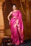 Durva Premium ~ Handloom Pure Mulberry Silk Saree in Rani Pink (Limited Edition) - verymuchindian.com