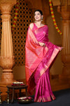 Durva Premium ~ Handloom Pure Mulberry Silk Saree in Rani Pink (Limited Edition) - verymuchindian.com