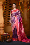 Durva Premium ~ Handloom Pure Silk Kanjeevaram Tissue Saree in Purple Pink (Limited Edition) - verymuchindian.com