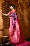 Durva Premium ~ Handloom Pure Silk Kanjeevaram Tissue Saree in Purple Pink (Limited Edition) - verymuchindian.com