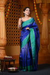 Durva Premium ~ Handloom Pure Soft Silk Brocade Saree in Ocean Blue (Limited Edition) - verymuchindian.com