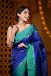Durva Premium ~ Handloom Pure Soft Silk Brocade Saree in Ocean Blue (Limited Edition) - verymuchindian.com