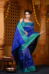 Durva Premium ~ Handloom Pure Soft Silk Brocade Saree in Ocean Blue (Limited Edition) - verymuchindian.com