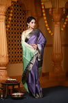 Durva Premium ~ Handloom Pure Soft Silk Saree in Purple Green (Limited Edition) - verymuchindian.com