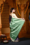 Durva Premium ~ Handloom Pure Soft Silk Saree in Purple Green (Limited Edition) - verymuchindian.com