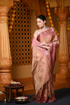 Durva Premium ~ Handloom Pure Soft Silk Tissue Saree in Slaked Brown (Designer Limited Edition) - verymuchindian.com