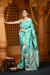 Durva Premium ~ Limited Edition Top Quality Pure Mulberry Silk Handloom Saree Sea Green - verymuchindian.com
