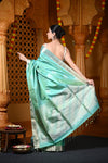 Durva Premium ~ Limited Edition Top Quality Pure Mulberry Silk Handloom Saree Sea Green - verymuchindian.com