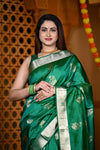 Durva Premium ~ Limited Edition Top Quality Pure Mulberry Silk Saree Leaf Green - verymuchindian.com