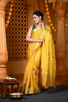Durva Premium~ Viscose Hand-dyed Rangkaath Saree in Ginseng Yellow - verymuchindian.com
