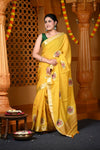 Durva Premium~ Viscose Hand-dyed Rangkaath Saree in Ginseng Yellow - verymuchindian.com