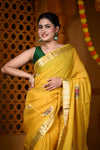 Durva Premium~ Viscose Hand-dyed Rangkaath Saree in Ginseng Yellow - verymuchindian.com