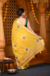 Durva Premium~ Viscose Hand-dyed Rangkaath Saree in Ginseng Yellow - verymuchindian.com