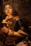 Durva Premium~ Viscose Satin Hand-dyed Rangkaath Saree in Black - verymuchindian.com