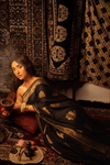 Durva Premium~ Viscose Satin Hand-dyed Rangkaath Saree in Black - verymuchindian.com