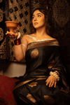 Durva Premium~ Viscose Satin Hand-dyed Rangkaath Saree in Black - verymuchindian.com