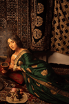 Durva Premium~ Viscose Satin Hand-dyed Rangkaath Saree in Bottle Green - verymuchindian.com