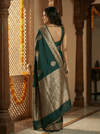 Durva Premium~ Viscose Satin Hand-dyed Rangkaath Saree in Bottle Green - verymuchindian.com