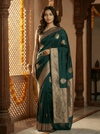 Durva Premium~ Viscose Satin Hand-dyed Rangkaath Saree in Bottle Green - verymuchindian.com