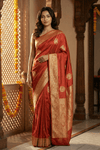 Durva Premium~ Viscose Satin Hand-dyed Rangkaath Saree in Orange - verymuchindian.com