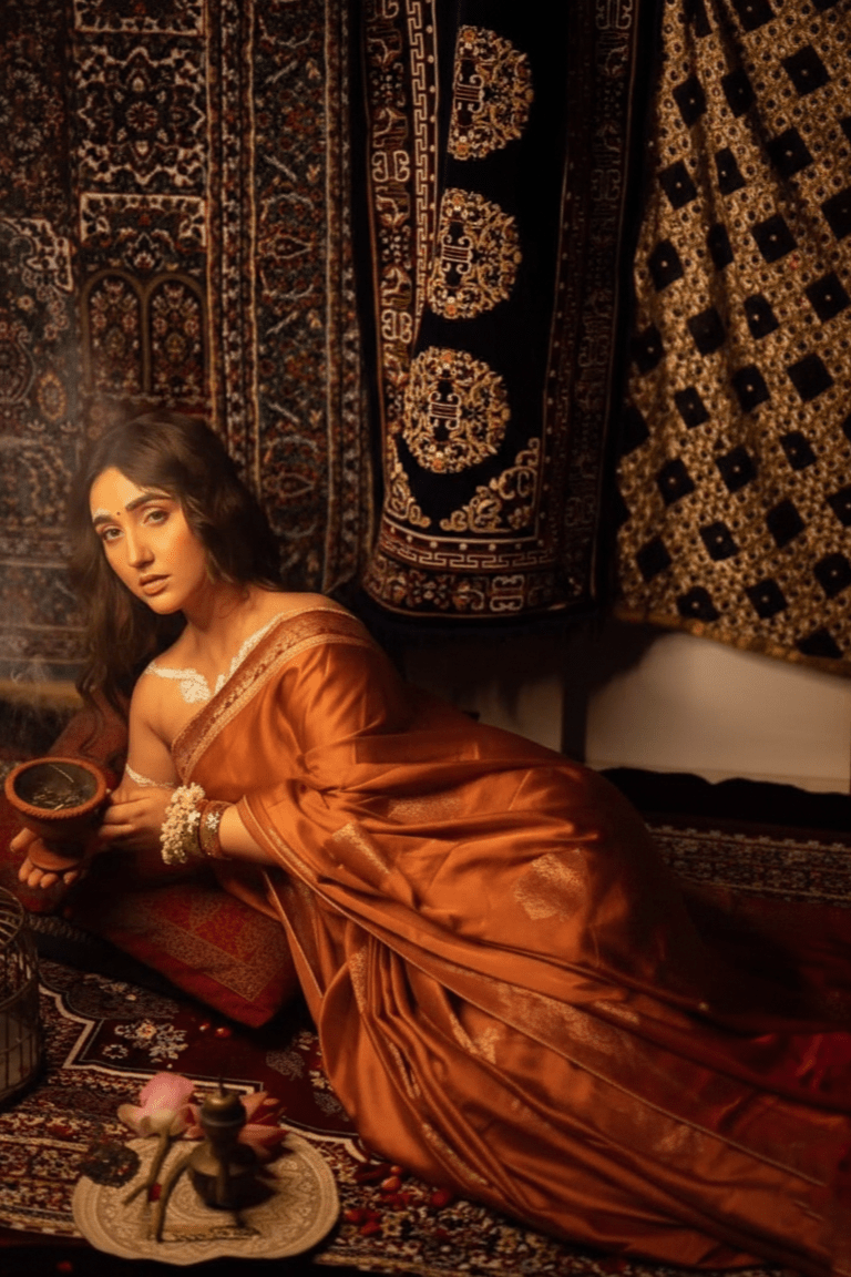 Durva Premium~ Viscose Satin Hand-dyed Rangkaath Saree in Orange - verymuchindian.com