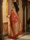 Durva Premium~ Viscose Satin Hand-dyed Rangkaath Saree in Orange - verymuchindian.com