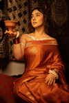 Durva Premium~ Viscose Satin Hand-dyed Rangkaath Saree in Orange - verymuchindian.com