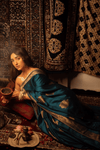 Durva Premium~ Viscose Satin Hand-dyed Rangkaath Saree in Teal Blue - verymuchindian.com