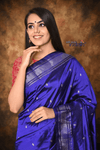 Exclusive Authentic Pure Silk Handloom Paithani - Royal Blue with Nath Pallu - verymuchindian.com