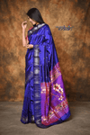 Exclusive Authentic Pure Silk Handloom Paithani - Royal Blue with Nath Pallu - verymuchindian.com