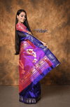 Exclusive Authentic Pure Silk Handloom Paithani - Royal Blue with Nath Pallu - verymuchindian.com