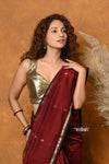 EXCLUSIVE! Handloom Pure Silk Cotton Saree ~ Perfect Maroon - verymuchindian.com