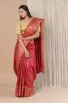 Exclusive Pure Moonga Tussar Silk Saree With Beautiful Border ~ Red - verymuchindian.com