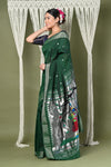 EXCLUSIVE! Silver Zari Handloom High Quality Pure Cotton Paithani Radha Krishna Pallu - verymuchindian.com