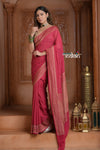 Festive Edit! Ganga Ghat ~ Handloom Khaddi Georgette Saree in Amaranth Pink (Silk Mark Certified) - verymuchindian.com
