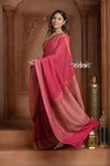 Festive Edit! Ganga Ghat ~ Handloom Khaddi Georgette Saree in Amaranth Pink (Silk Mark Certified) - verymuchindian.com