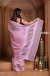 Festive Edit! Ganga Ghat ~ Handloom Khaddi Georgette Saree in Blush Lilac Pink (Silk Mark Certified) - verymuchindian.com