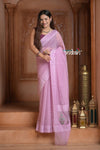 Festive Edit! Ganga Ghat ~ Handloom Khaddi Georgette Saree in Blush Lilac Pink (Silk Mark Certified) - verymuchindian.com