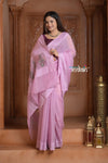 Festive Edit! Ganga Ghat ~ Handloom Khaddi Georgette Saree in Blush Lilac Pink (Silk Mark Certified) - verymuchindian.com